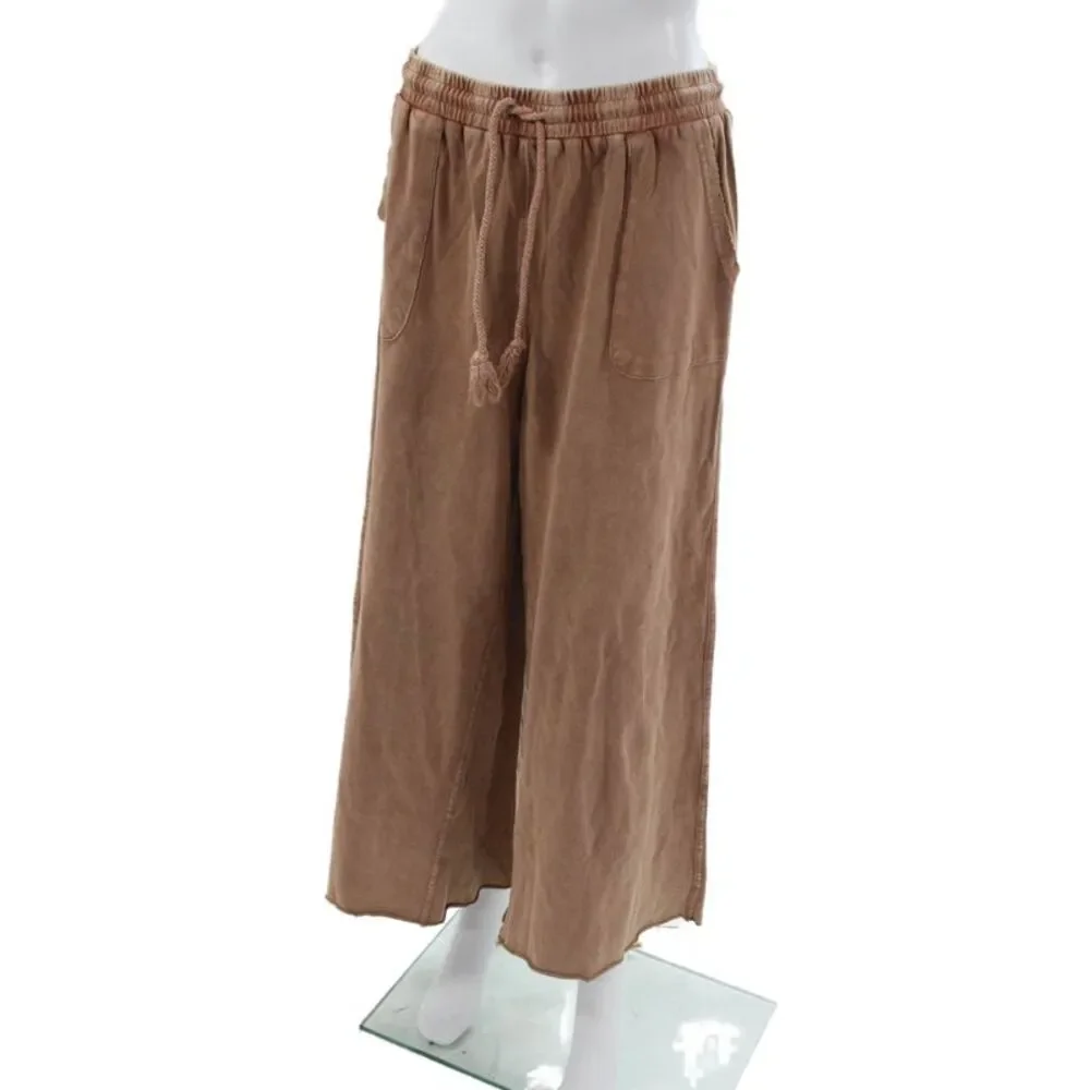 Easel Women Sweatpants Brown Knit Drawstring Size L